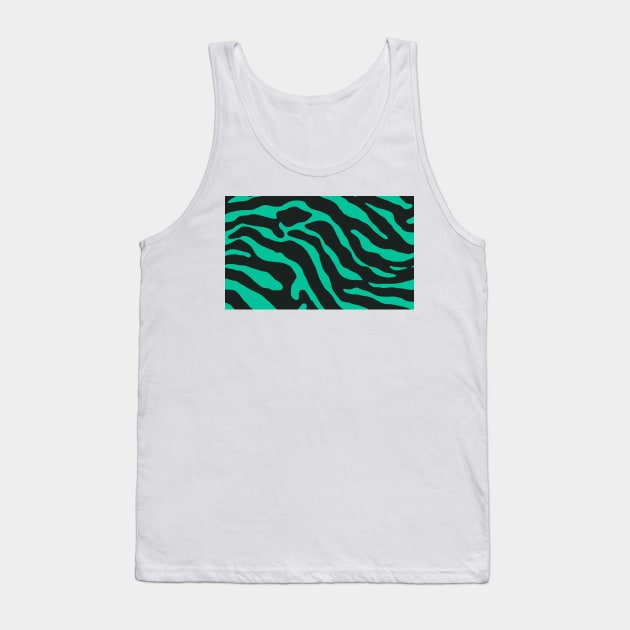 Tiger Skin Pattern Face Mask Caribbean Green Tank Top by MAGE